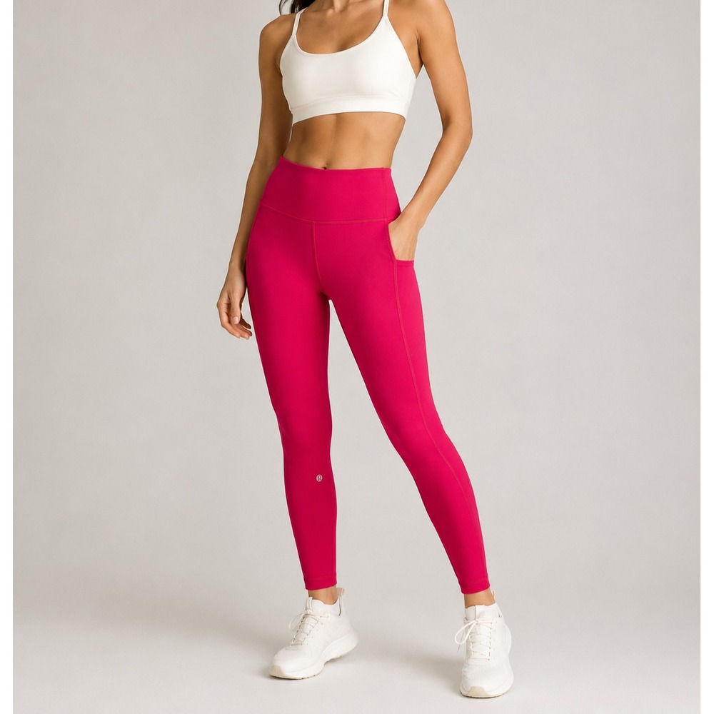 Lululemon Wunder Train High-Rise Tight 28" Pink Dragonfruit Sz 6 Pockets
